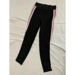 Zara Womens Black White Pink Striped High Waist Leggings Xs